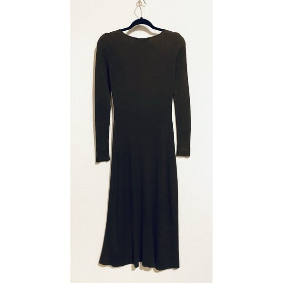 Zara Maxi Dress Womens Medium Brown Sweater Knit Scoop Neck Bodycon Y2K Boho - Picture 3 of 4